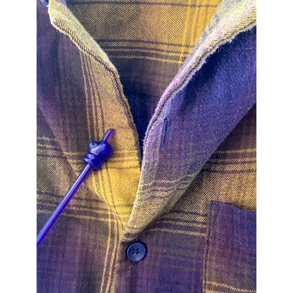 STANDARD/CLOTH Men's Purple-Yellow Plaid Regular-Fit Flannel Button-Up Shirt SZS - Picture 4 of 8